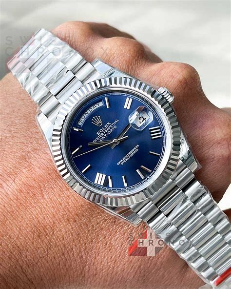 rolex day date blue dial roman|rolex day date blue face.